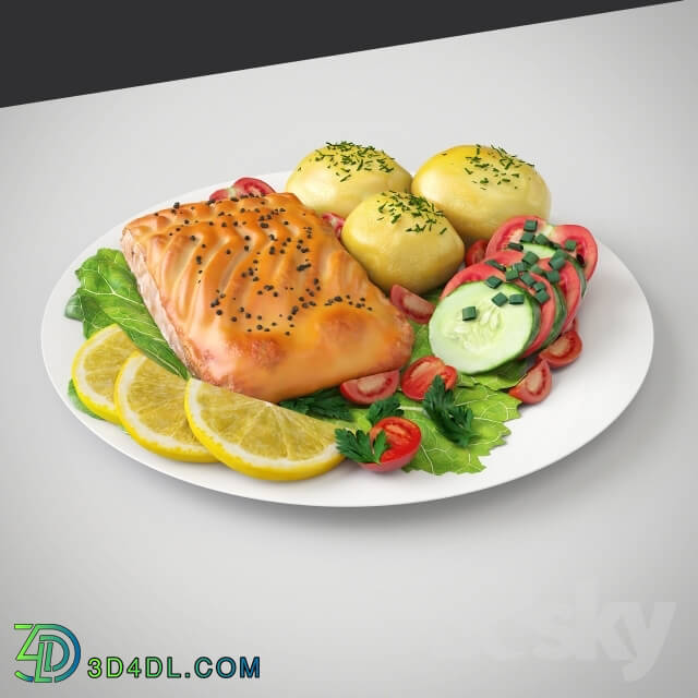 Food and drinks - Fish with Vegetables
