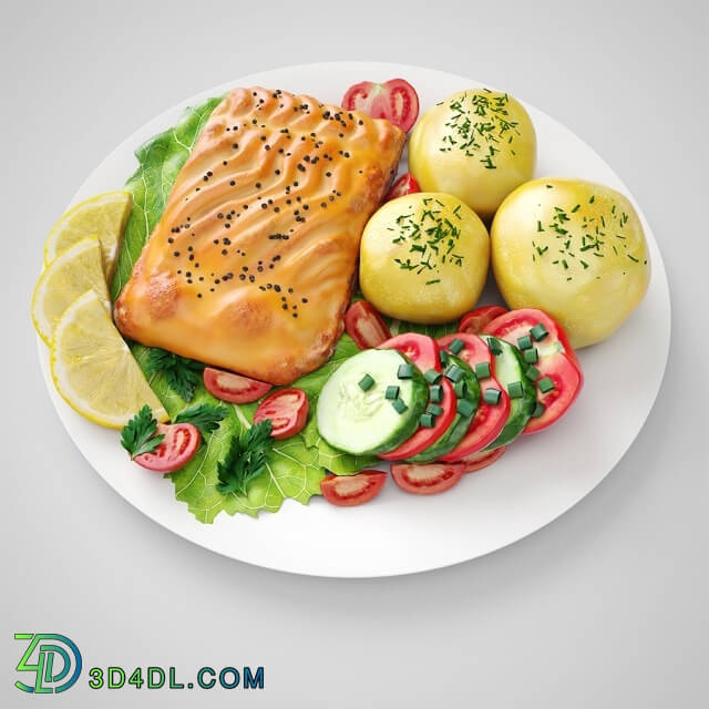 Food and drinks - Fish with Vegetables