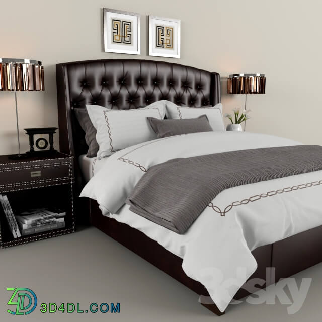 Bed - Restoration Hardware Warner Leather bed