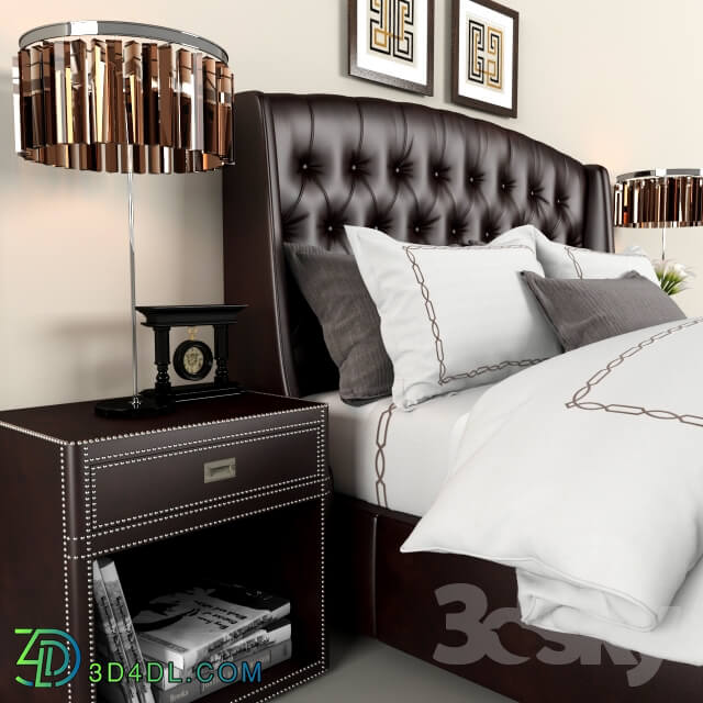 Bed - Restoration Hardware Warner Leather bed