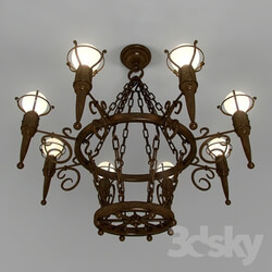 Ceiling light - Wrought iron chandelier with 8 shades 