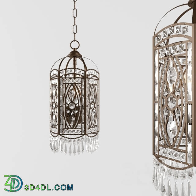 Ceiling light - Antique Gold with Crystal 18 _quot_High Foyer Pendant Chandelier