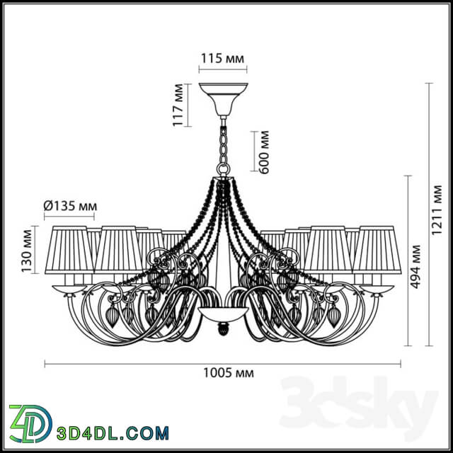 Ceiling light - Chandelier ODEON LIGHT 3922_12 ADRIANA