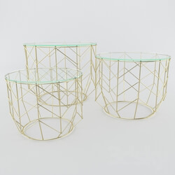 Table - Coffe Table Wire Grid Brass 