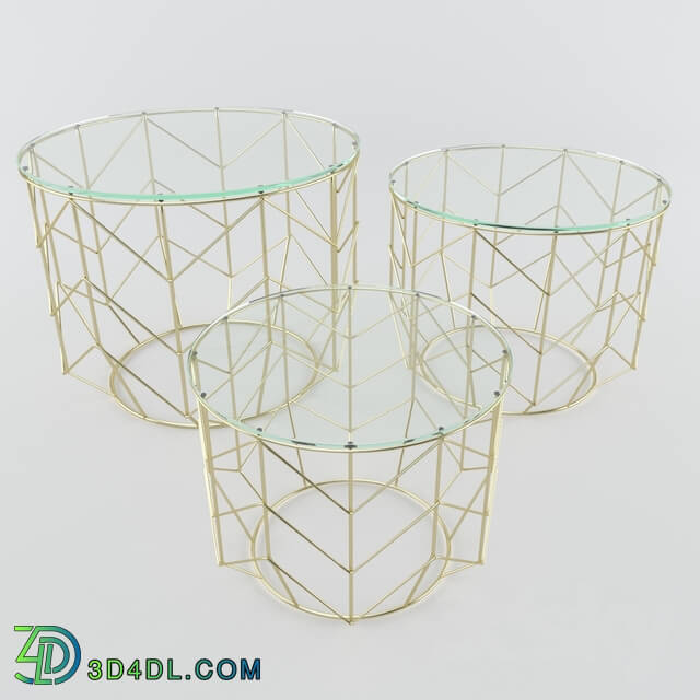 Table - Coffe Table Wire Grid Brass