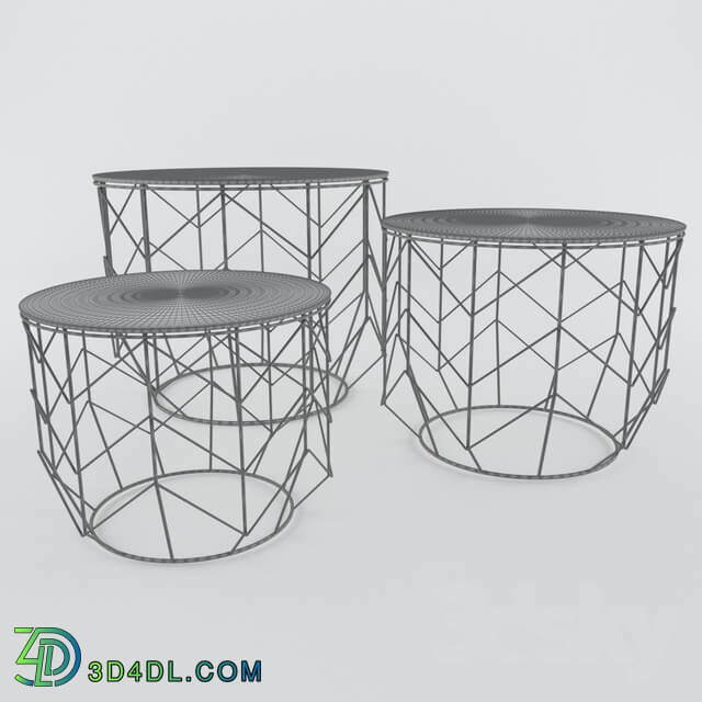 Table - Coffe Table Wire Grid Brass