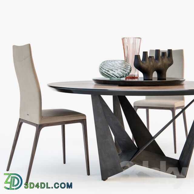 Table _ Chair - Sattelan Italia SKORPIO round table ARCADIA chair