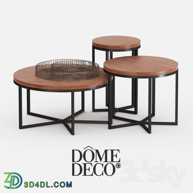 Table - Dome deco set of coffee tables with decor