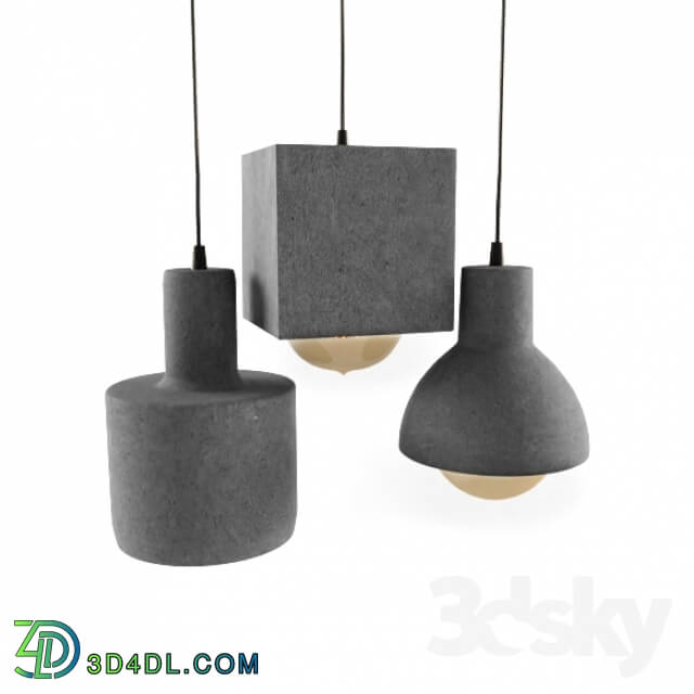 Ceiling light - Concrete suspensions. Set of three lamps