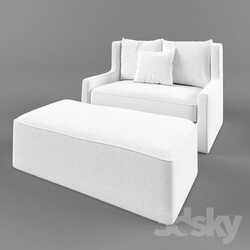 Arm chair - Big soft chair with pouf 