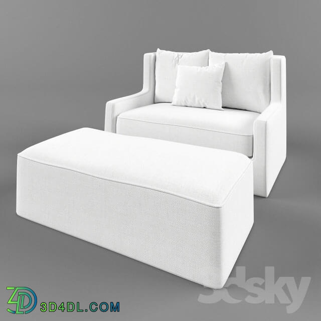 Arm chair - Big soft chair with pouf