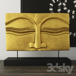 Other decorative objects - Suar Wood Gold Buddha Face Stand 