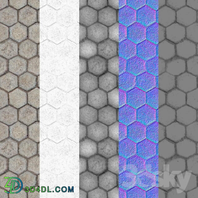 Stone - Tiled hex stone floors 2