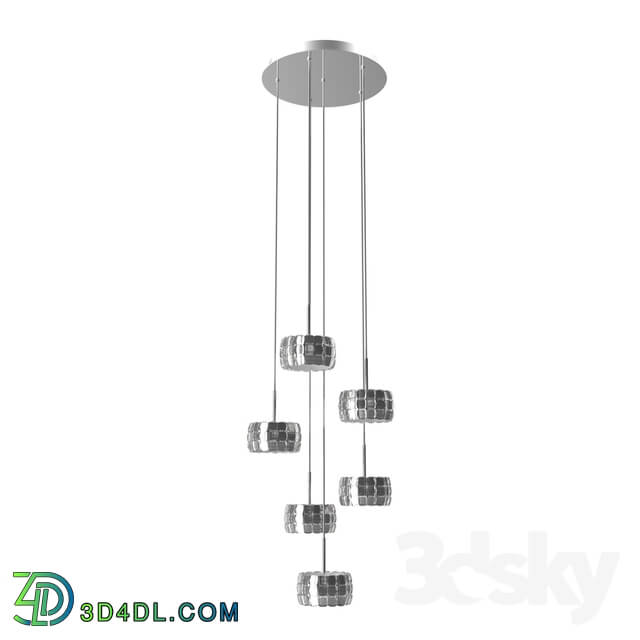 Ceiling light - 39008 LED suspension CORLIANO_ 6x5W _LED__ Ø470_ H1660_ steel_ chrome _ crystal