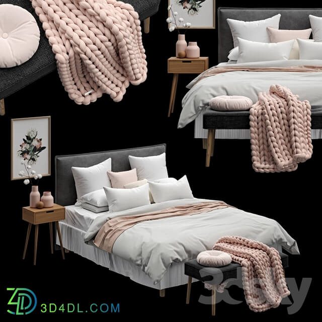 Bed - Scandinavian Bedroom Set 01