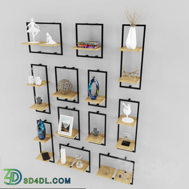 Decorative set - Decorative set 05 _ modern shelves