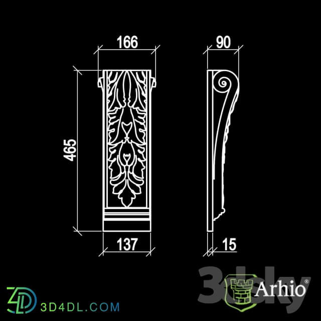 Decorative plaster - bracket AKR47-2