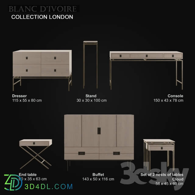 Sideboard _ Chest of drawer - blanc d__39_ivoire - LONDON collection