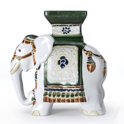 Sculpture - Ceramic Elephant Garden Stool 
