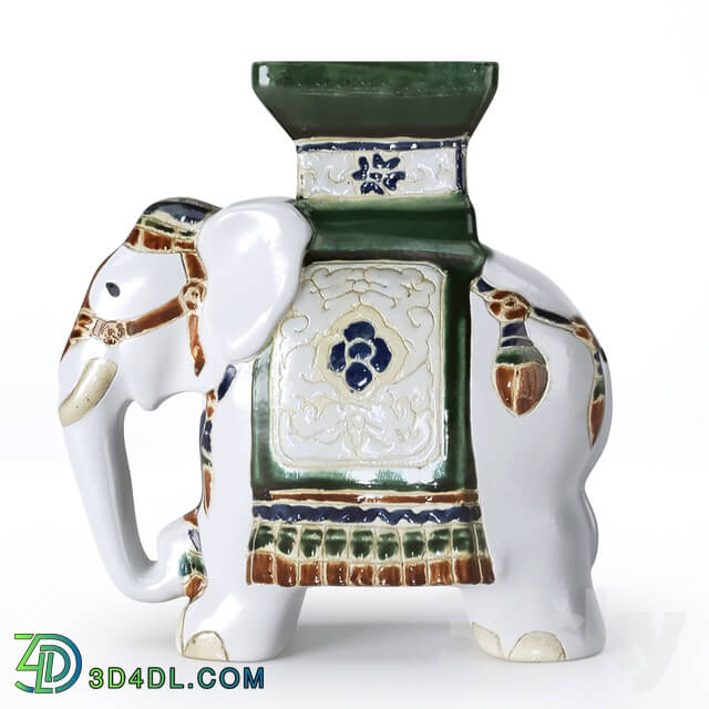 Sculpture - Ceramic Elephant Garden Stool