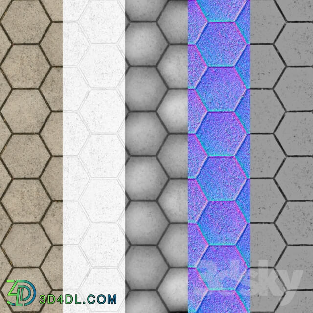 Stone - Tiled hex stone floors 3