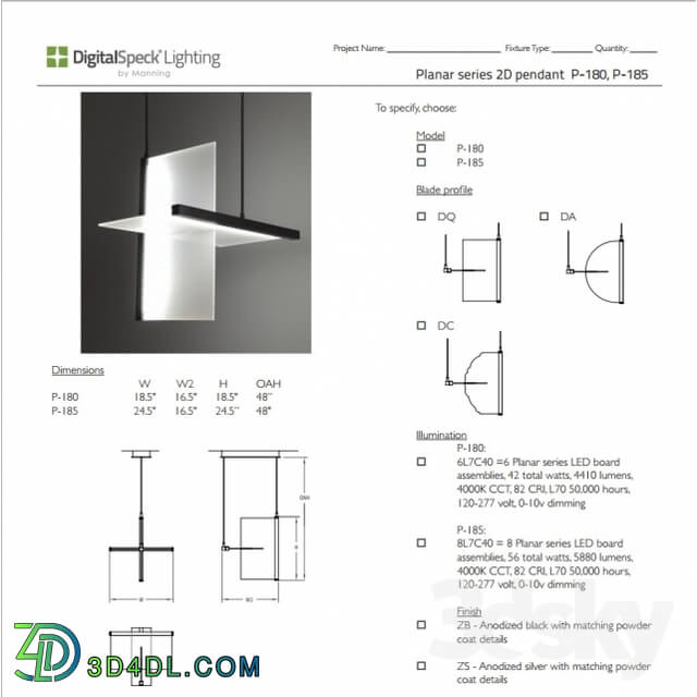 Ceiling light - PLANAR 2D. P-185