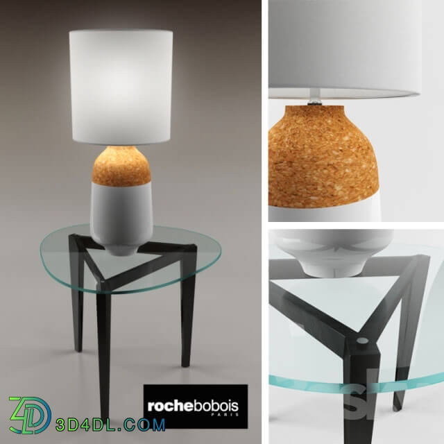 Table - Roche Bobois Echoes end table _amp_ Calabre lamp