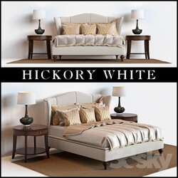 Bed - Hickory White King Upholstered Bed_ Barbara Barry Skirted End Table 