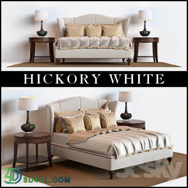 Bed - Hickory White King Upholstered Bed_ Barbara Barry Skirted End Table