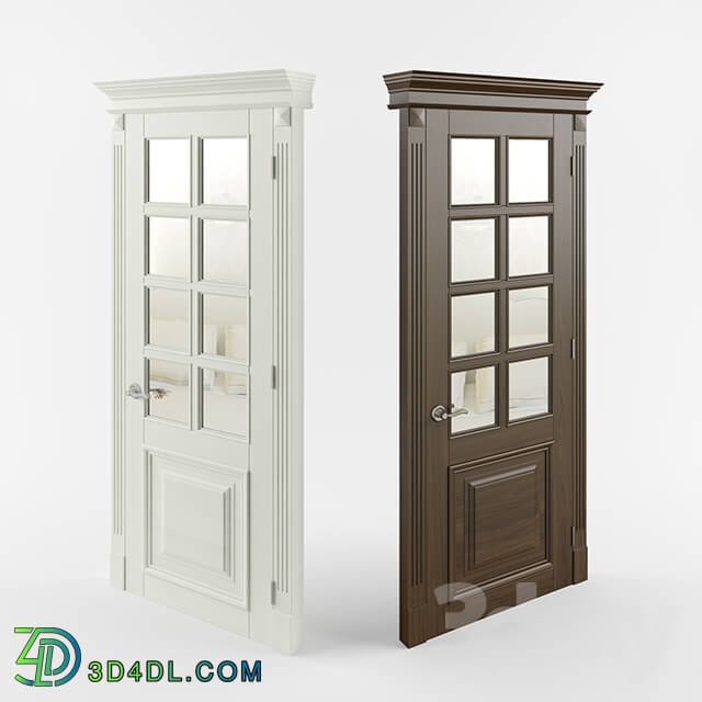 Doors - Wooden door with mirror.