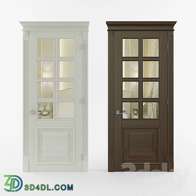 Doors - Wooden door with mirror.