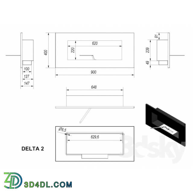 Fireplace - Bio Fireplace Delta-2