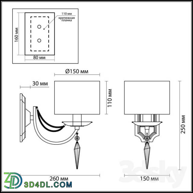 Wall light - Sconce Odeon Light 3210 _ 1W OFELIA