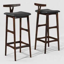 Chair - Rosewood and Leather Bar Stool 