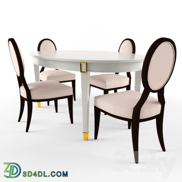 Table - Oval dining table with sliding chairs