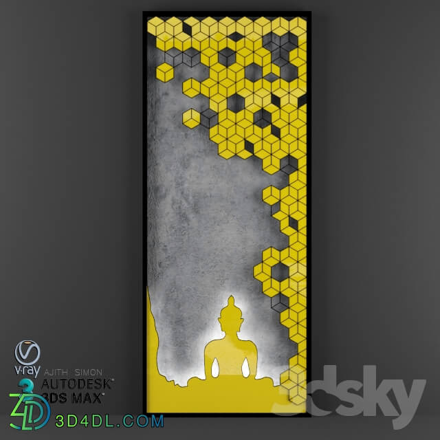 3D panel - wall panel_ budha