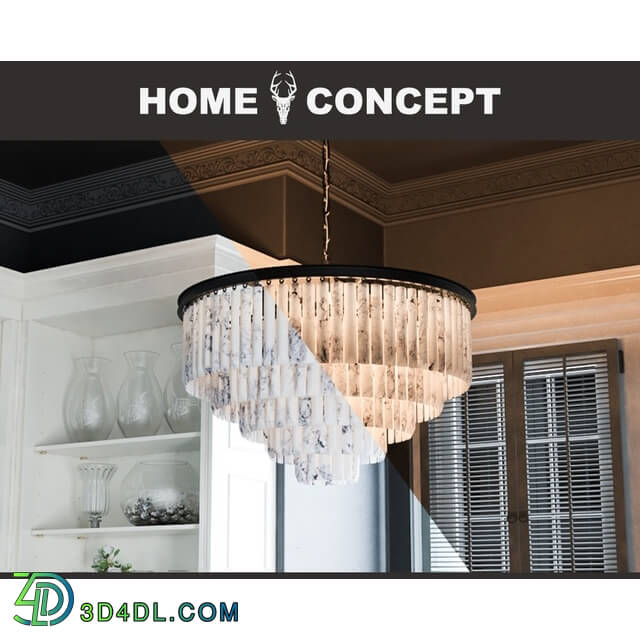 Ceiling light - OM Medium marble chandelier Odeon with five rings_ Odeon Chandelier Marble Medium 5 Rings