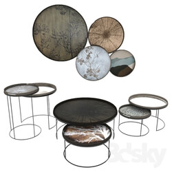 Table - Notre Monde Round Tray Table Set 