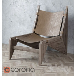 Arm chair - WOOD AND LEATHER CHAIR 