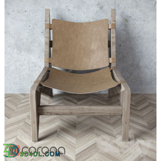 Arm chair - WOOD AND LEATHER CHAIR