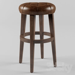 Chair - RH Bennette Round Leather Barstool 