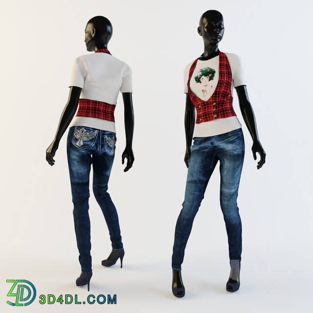 Clothes and shoes - Jeans _ vest on a mannequin