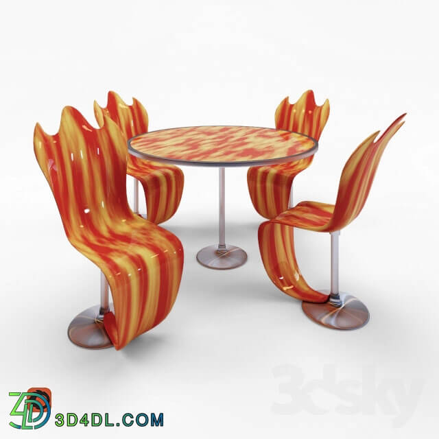 Table _ Chair - Table and chair Flames