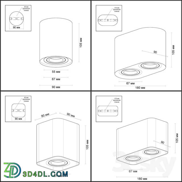 Technical lighting - Ceiling surface lighting fixture ODEON LIGHT 3576 _ 1C_ 3576 _ 2C_ 3577 _ 1C_ 3577 _ 2C MONTALA