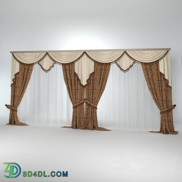 Curtain - Curtains in a classic style with lambrequins