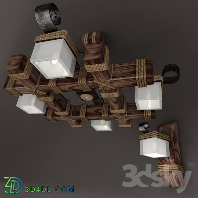 Ceiling light - wooden elements of light