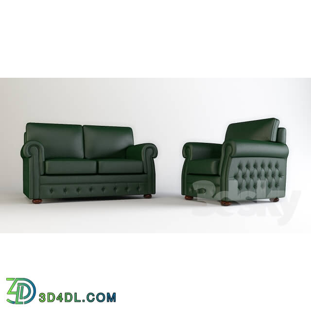 Sofa - leather sofa and armchair