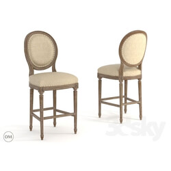 Chair - Vintage louis round high bar stool 8828-2004-1 