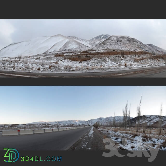 Panorama - winter panorama of mountain road