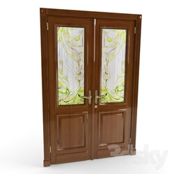 Doors - Classic door with stained glass 